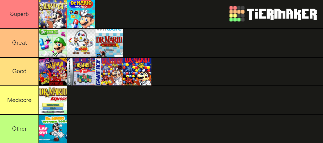 Create a Best Video Games of All-Time Console Edition Tier List