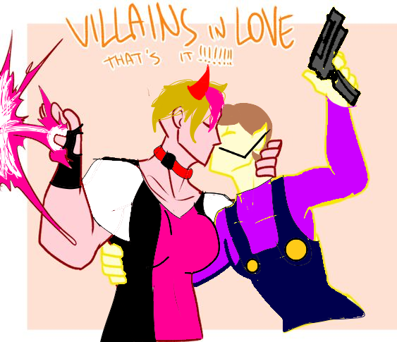 Nellie and Waluigi; Villains in love.png