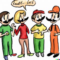 DALL·E 2022-09-21 00.02.56 - mario, luigi and CACKLETTA are in an improv group.png