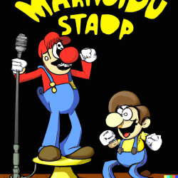 DALL·E 2022-09-21 00.05.04 - mario bros fight a stand up comedian.png