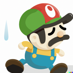 DALL·E 2022-09-21 00.06.27 - luigi is sad that his hat flew away.png