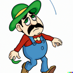 DALL·E 2022-09-21 00.06.42 - luigi is sad that his hat flew away.png