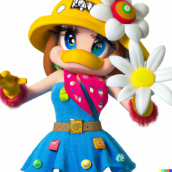 DALL·E 2022-10-20 13.10.57 - daisy from mario party wearing an incomprehensible amount of clot...png